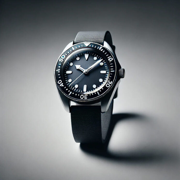 Simple dive watch with a blue dial