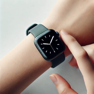 Modern smartwatch with a sleek design and small wrist strap, shown on a small wris